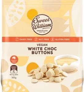 Sweet William White Choc Baking Buttons G/F 300g