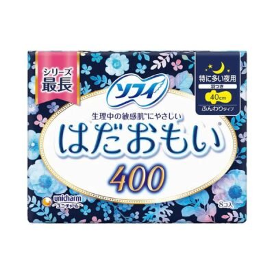 Unicharm Sofy Gentle Skin Series Night Use Winged Sanitary Pads 40cm, Pack of 8