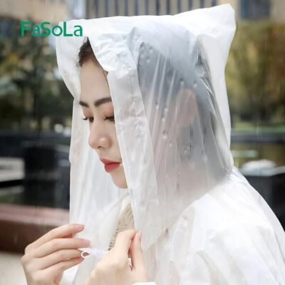 FaSoLa Disposable Portable Raincoat - White, 120*78cm