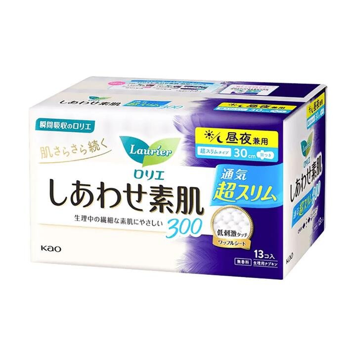 Kao Laurier F Series Ultra-Thin Day/Night Sanitary Pads, 30cm, Pack of 13