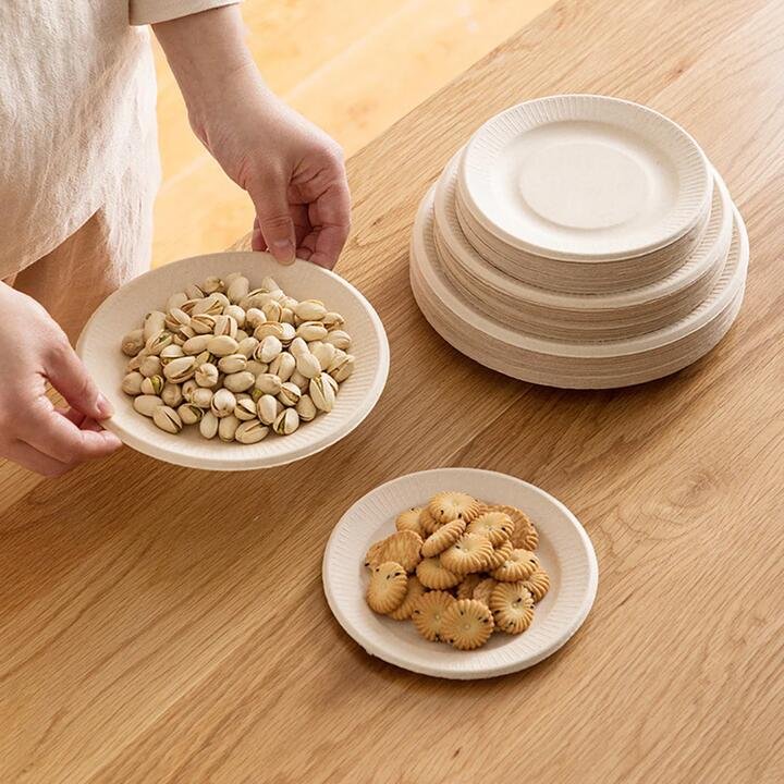 Camellia Natural Colour Round Plates (18cm) - Pack of 8
