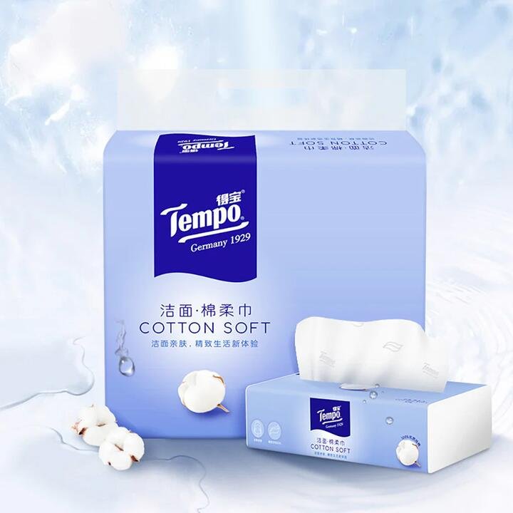Tempo Soft Cotton Towels, 90 Sheets per Pack, 3 Packs Included