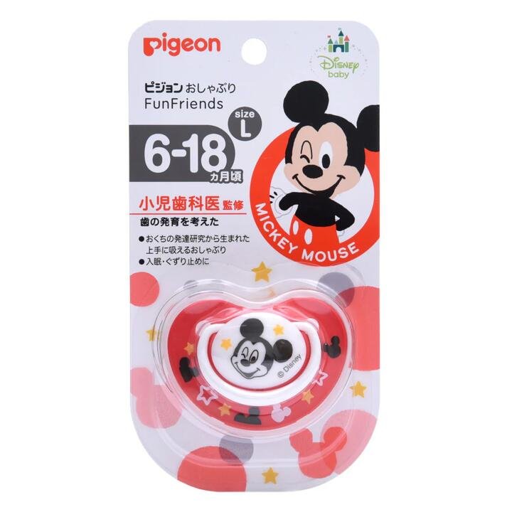 Pigeon Baby Pacifier L Size - Red Mickey Mouse Design