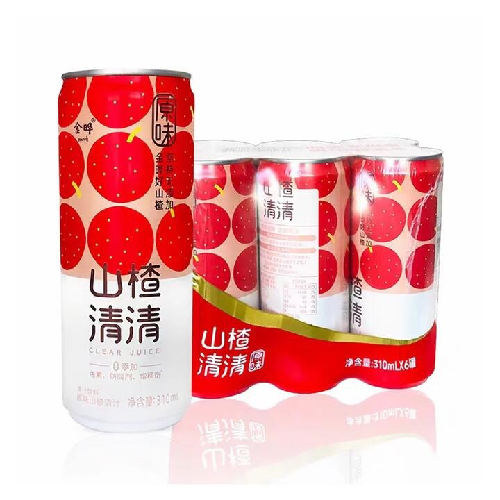Jinye Clear Hawthorn Juice Original Flavor - 310ml x 6 Cans