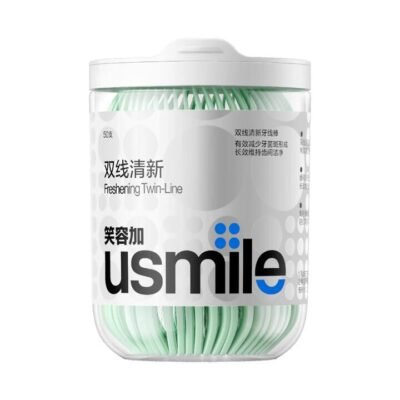 Usmile Freshening Twin-Line Dental Floss Picks - Mint, 50 Pieces