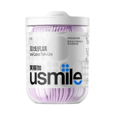 Usmile Twin-Line Anti-Caries Dental Floss Picks - Fresh Citrus, 50 Pieces x 3