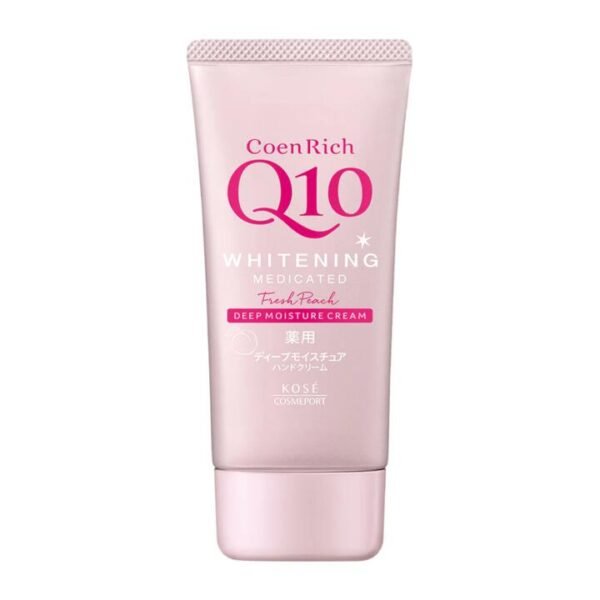 Kose CoenRich Q10 Medicated Whitening Hand Cream – Fresh Peach Deep Moisture, 80g