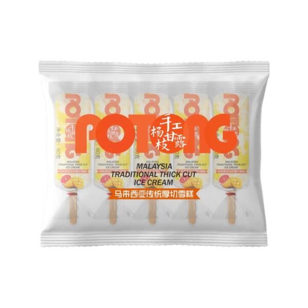 Meiqi Potong Thick-Cut Ice Cream – Mango Pomelo Sago (Yang Zhi Gan Lu), 5 Bars, 400g