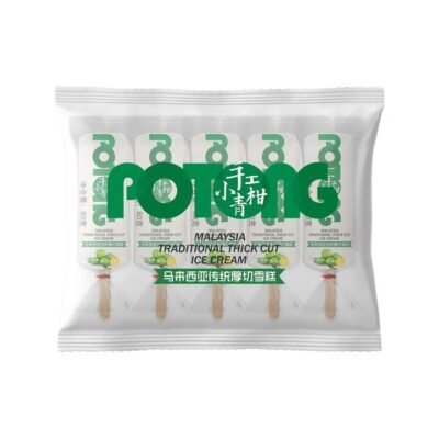 POTONG Malaysian Traditional Thick Cut Ice Cream Bars - Green Mandarin - 5 Sticks, 400g - Ais Potong