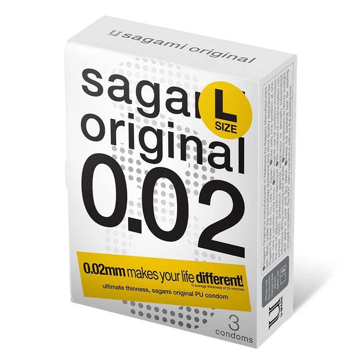 Sagami Original 0.02 Ultra-Thin Condoms L Size - 3 Pieces
